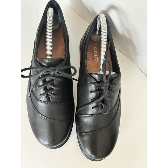Wmns Vionic Sz 10.5B Arovan Francesca Black Leather Lace Up Oxford Career Shoe - Picture 2 of 7